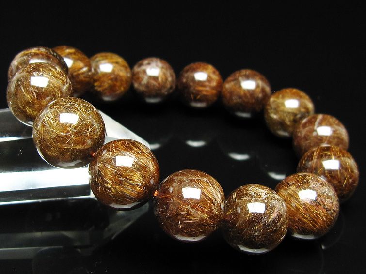 ルチルクォーツ ブレスレット 14mm ブロンズルチル ブレス 一点物 111-50819