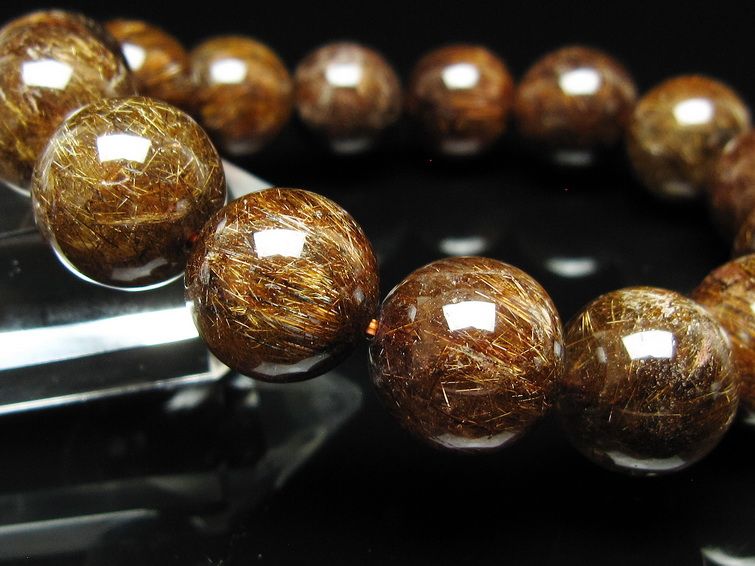 ルチルクォーツ ブレスレット 14mm ブロンズルチル ブレス 一点物 111-50819