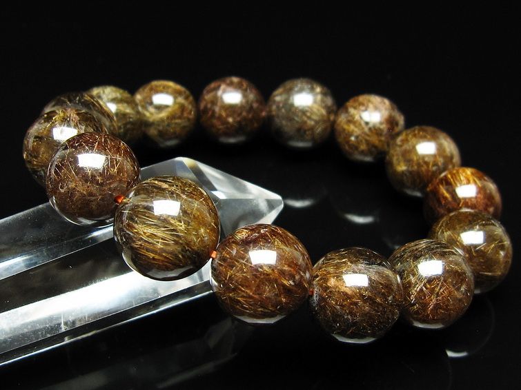 ルチルクォーツ ブレスレット 14mm ブロンズルチル ブレス 一点物 111-50820