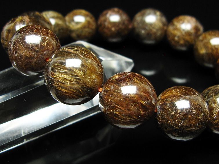ルチルクォーツ ブレスレット 14mm ブロンズルチル ブレス 一点物 111-50820