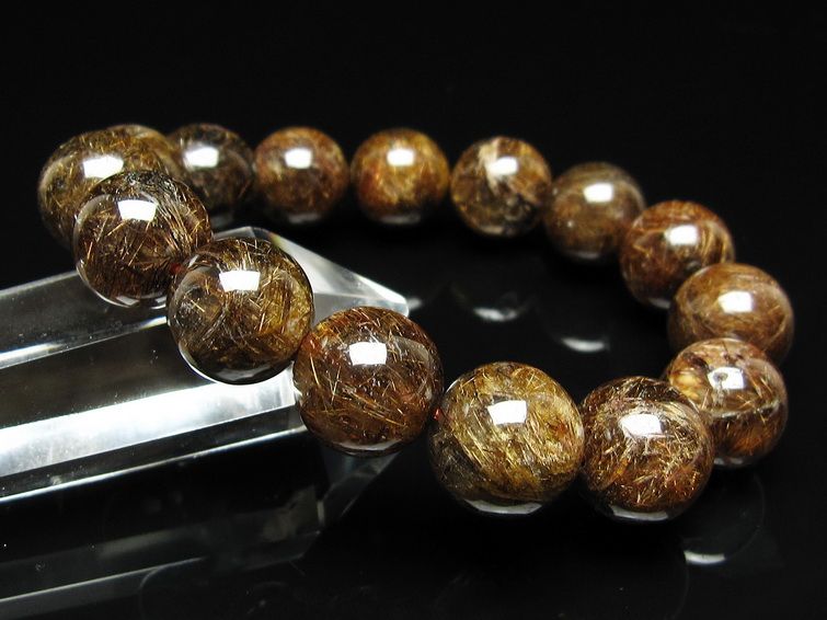 ルチルクォーツ ブレスレット 14mm ブロンズルチル ブレス 一点物 111-50821