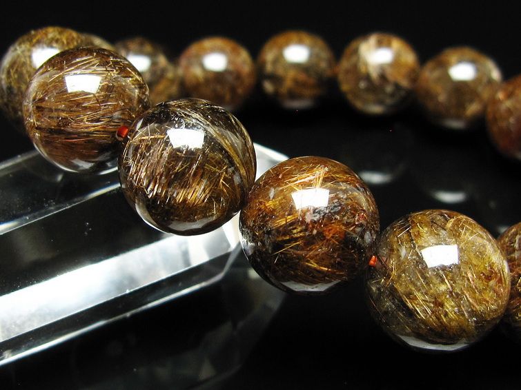 ルチルクォーツ ブレスレット 14mm ブロンズルチル ブレス 一点物 111-50821
