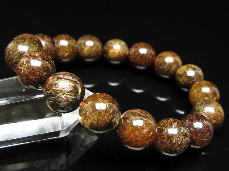 ルチルクォーツ ブレスレット 12mm ブロンズルチル ブレス 一点物 111-50822