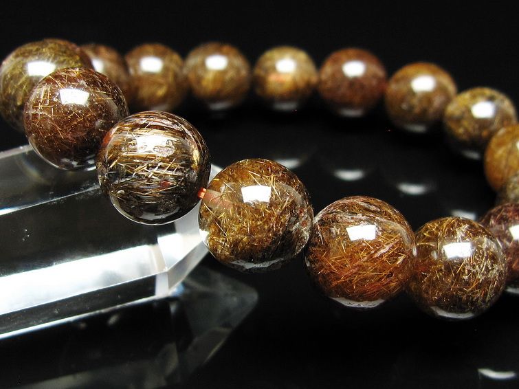 ルチルクォーツ ブレスレット 12mm ブロンズルチル ブレス 一点物 111-50822