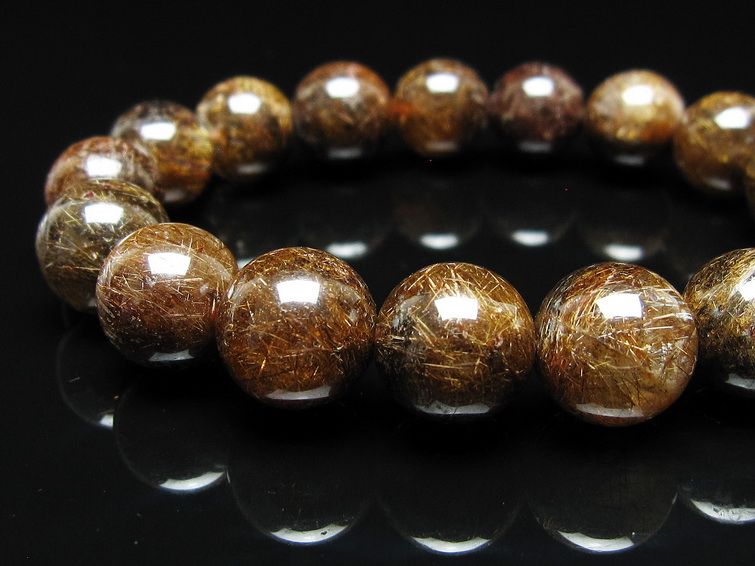 ルチルクォーツ ブレスレット 12mm ブロンズルチル ブレス 一点物 111-50822