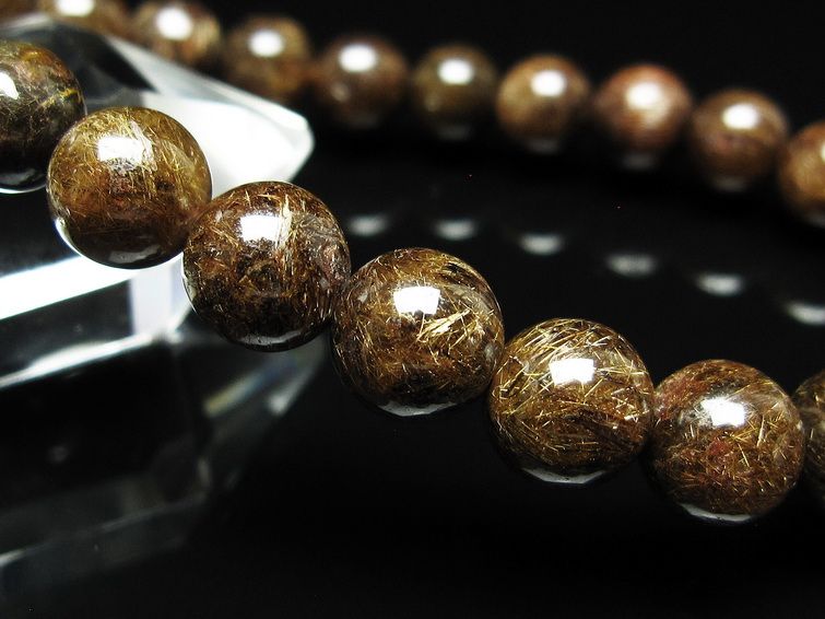 ルチルクォーツ ブレスレット 8mm ブロンズルチル ブレス 一点物 111-50828