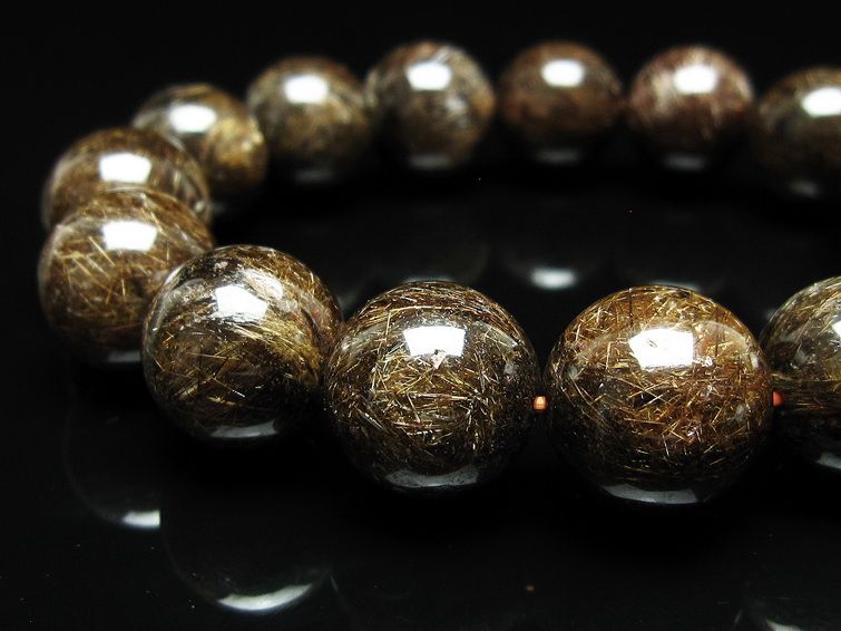 ルチルクォーツ ブレスレット 15mm ブロンズルチル ブレス 一点物 111-50830