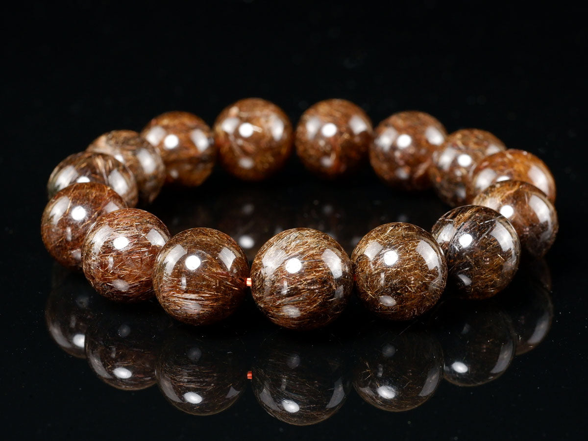 ルチルクォーツ ブレスレット 15mm ブロンズルチル ブレス 一点物 111-50830