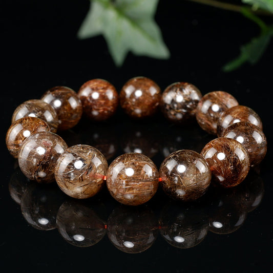 ルチルクォーツ ブレスレット 16mm ブロンズルチル ブレス  一点物 111-50831