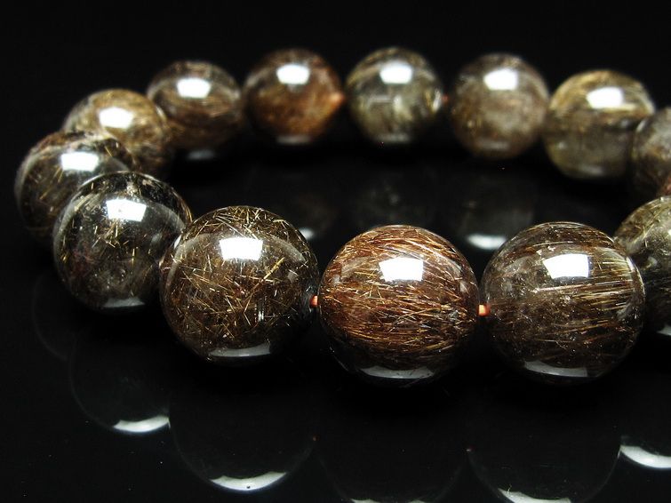 ルチルクォーツ ブレスレット 16mm ブロンズルチル ブレス 一点物 111-50831