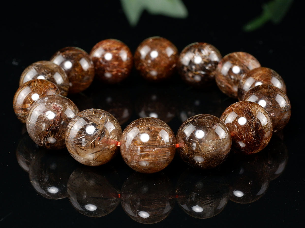 ルチルクォーツ ブレスレット 16mm ブロンズルチル ブレス 一点物 111-50831