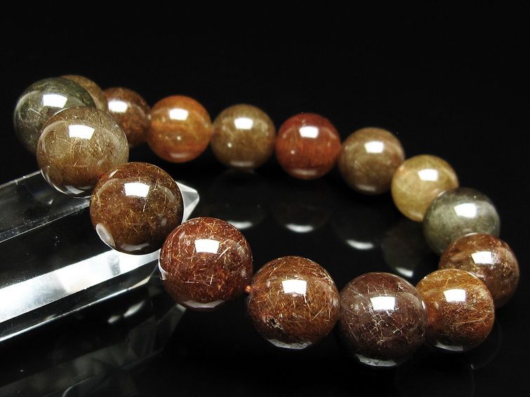 ルチルクォーツ ブレスレット 13mm ブロンズルチル ブレス 一点物 111-50832