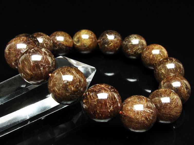ルチルクォーツ ブレスレット 15mm ブロンズルチル ブレス 一点物 111-50833