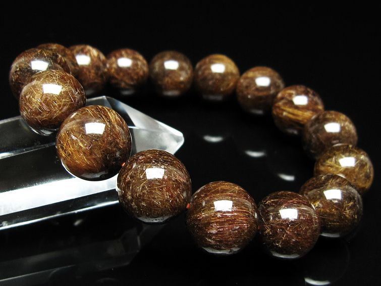ルチルクォーツ ブレスレット 13mm ブロンズルチル ブレス 一点物 111-50834