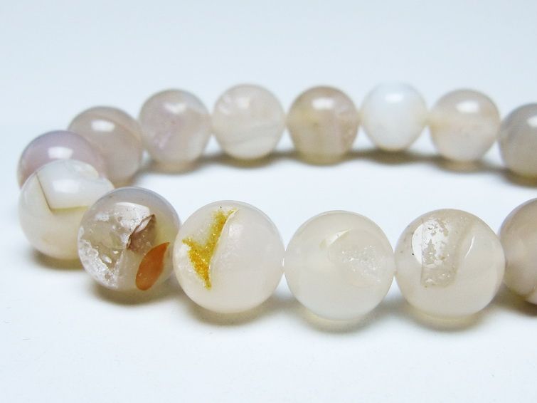 アゲート 笑口ブレスレット 12mm メール便可 一点物 111-51642