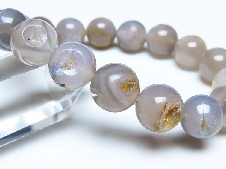 アゲート 笑口ブレスレット 12mm メール便可 一点物 111-51650