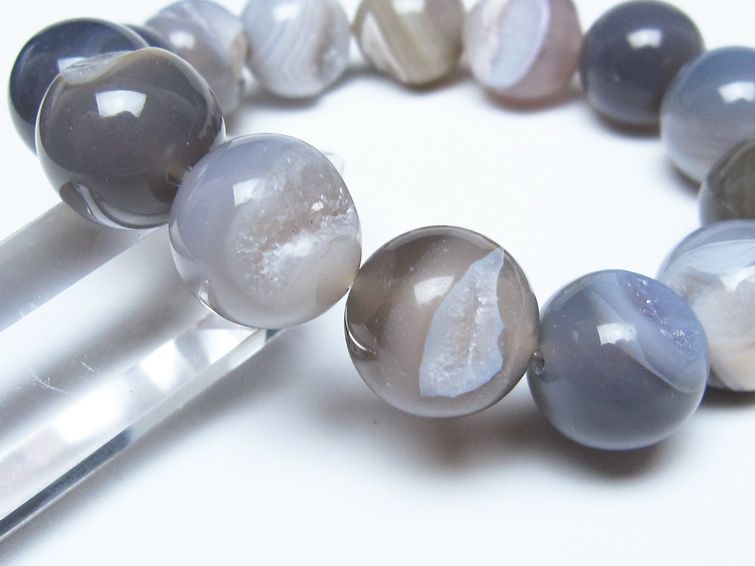 アゲート 笑口ブレスレット 16mm メール便可 一点物 111-51744