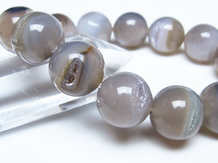 アゲート 笑口ブレスレット 16mm メール便可 一点物 111-51762