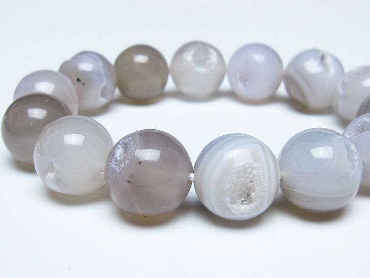 アゲート 笑口ブレスレット 16mm メール便可 一点物 111-51772