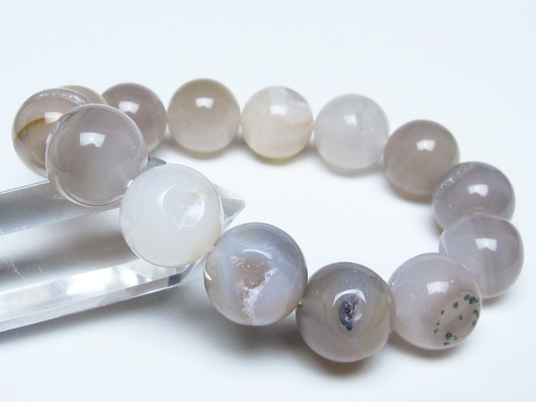 アゲート 笑口ブレスレット 16mm メール便可 一点物 111-51774