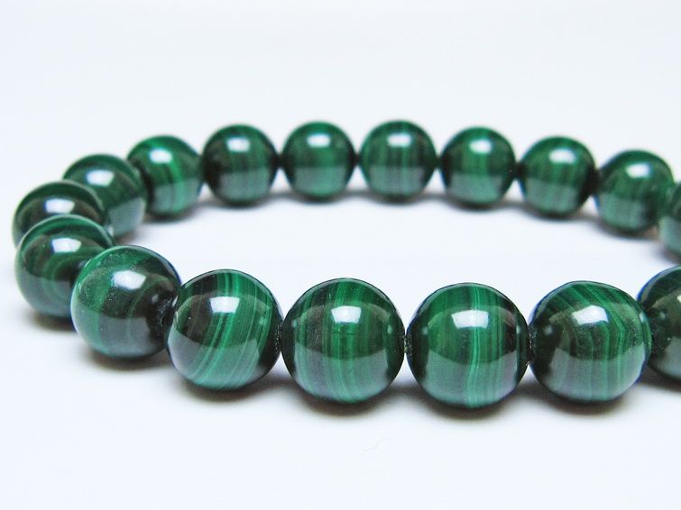 マラカイト ブレスレット 10mm メール便可 一点物 111-51806