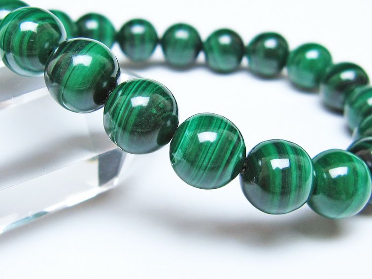 マラカイト ブレスレット 10mm メール便可 一点物 111-51810