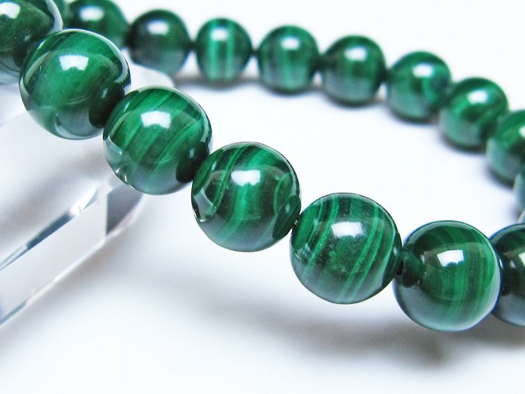 マラカイト ブレスレット 10mm メール便可 一点物 111-51811