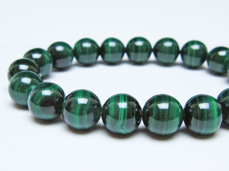 マラカイト ブレスレット 10mm メール便可 一点物 111-51814