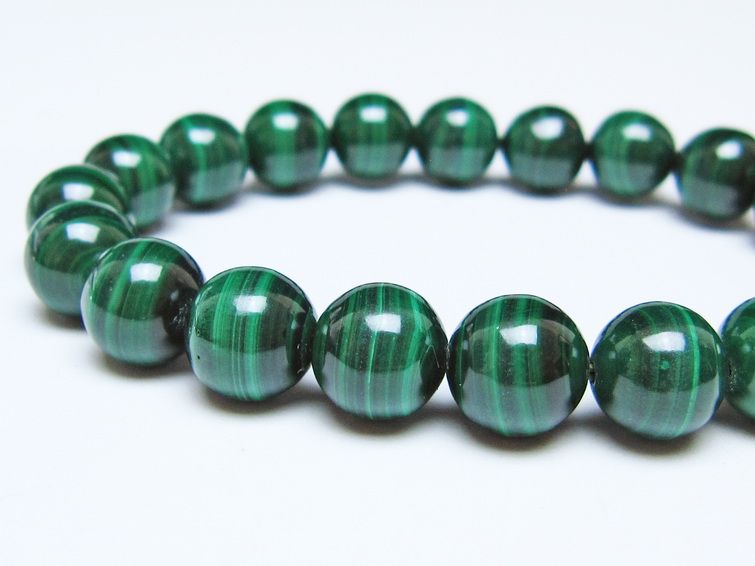 マラカイト ブレスレット 10mm メール便可 一点物 111-51815