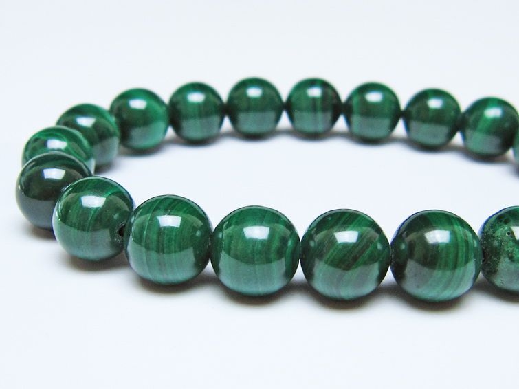 マラカイト ブレスレット 10mm メール便可 一点物 111-51816