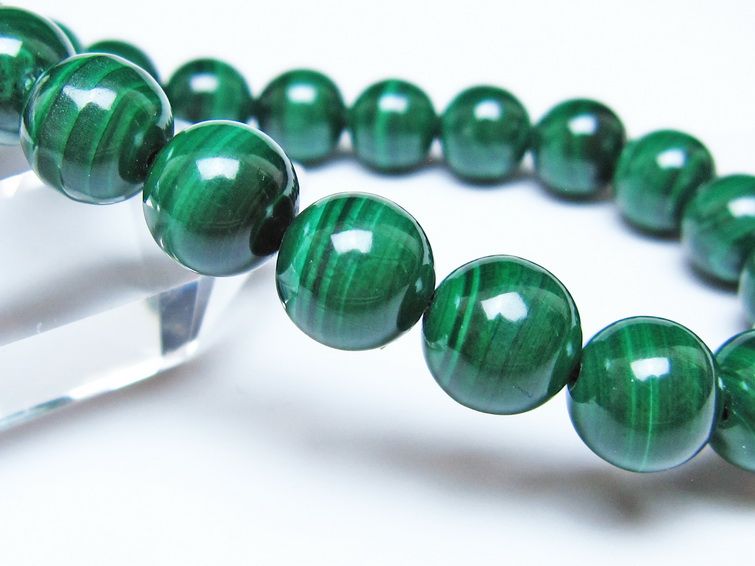 マラカイト ブレスレット 10mm メール便可 一点物 111-51823