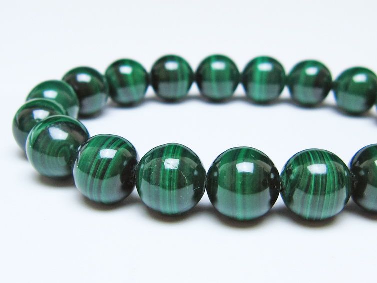 マラカイト ブレスレット 10mm メール便可 一点物 111-51825
