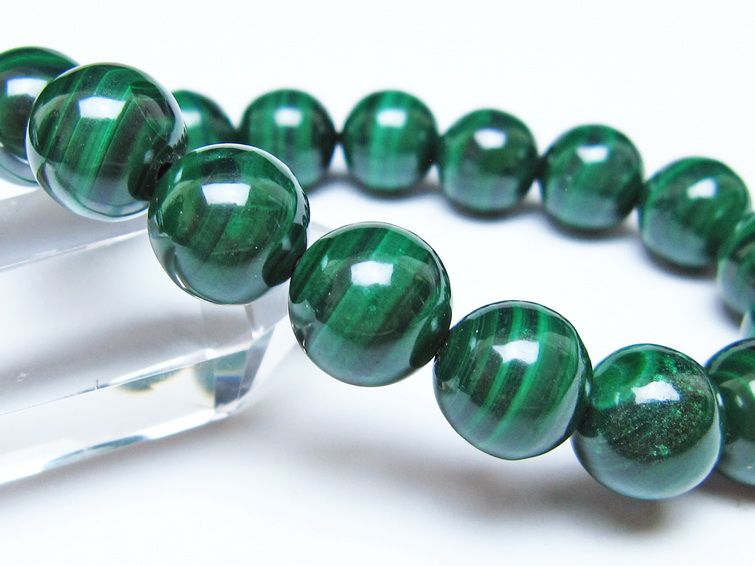 マラカイト ブレスレット 12mm メール便可 一点物 111-51832