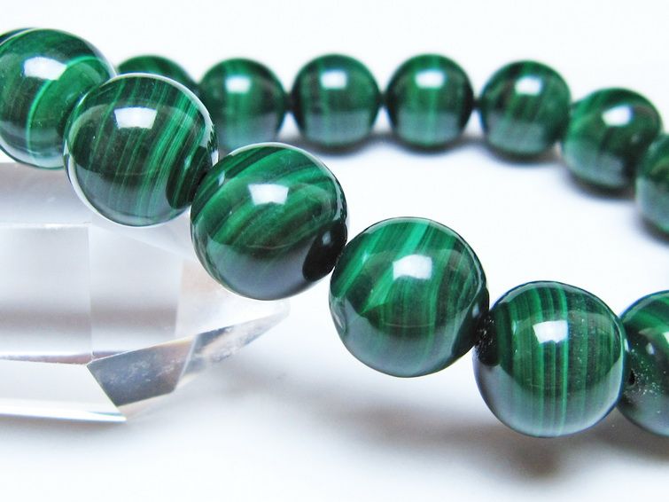 マラカイト ブレスレット 12mm メール便可 一点物 111-51838