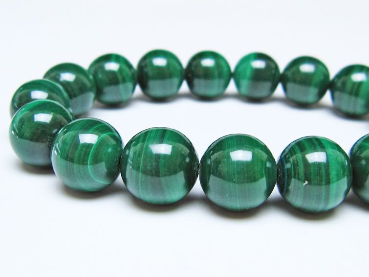 マラカイト ブレスレット 12mm メール便可 一点物 111-51840