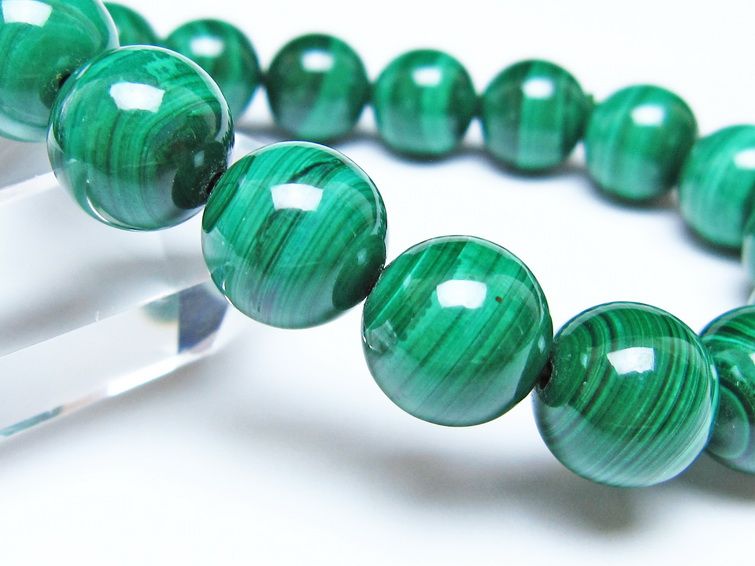 マラカイト ブレスレット 12mm メール便可 一点物 111-51842
