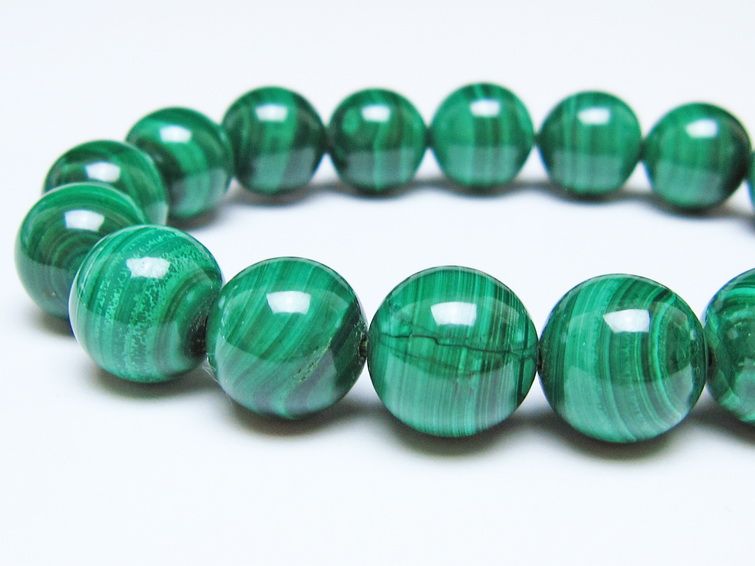 マラカイト ブレスレット 12mm メール便可 一点物 111-51842