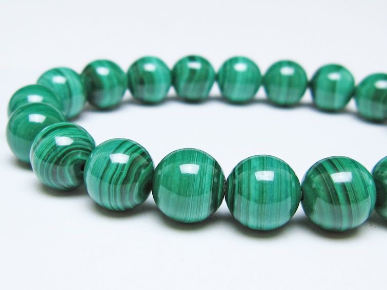 マラカイト ブレスレット 10mm メール便可 一点物 111-51845