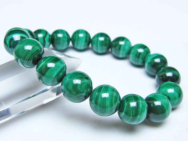 マラカイト ブレスレット 12mm メール便可 一点物 111-51847