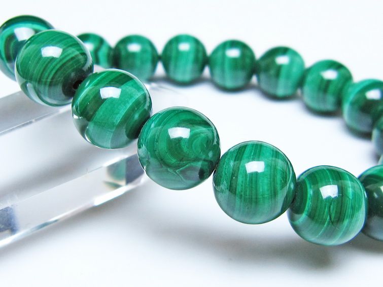 マラカイト ブレスレット 12mm メール便可 一点物 111-51847