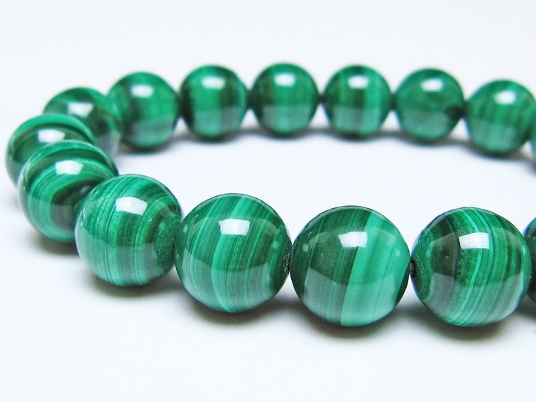 マラカイト ブレスレット 12mm メール便可 一点物 111-51847
