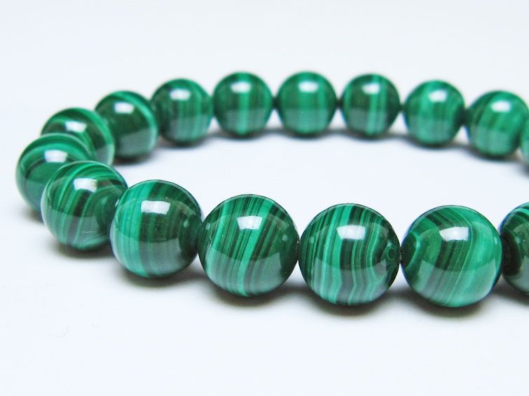 マラカイト ブレスレット 10mm メール便可 一点物 111-51857