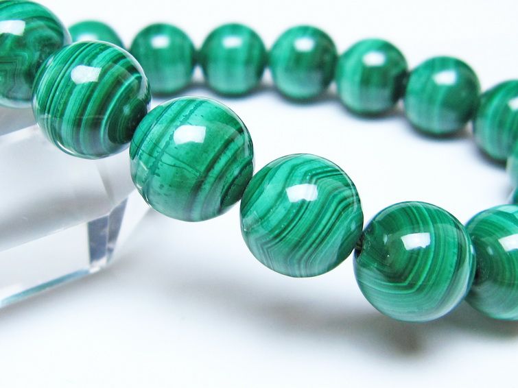 マラカイト ブレスレット 12mm メール便可 一点物 111-51864