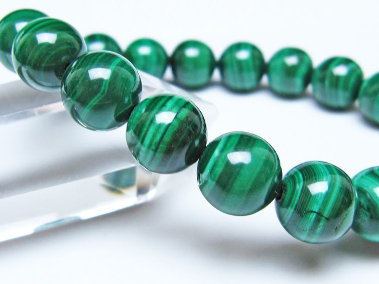 マラカイト ブレスレット 10mm メール便可 一点物 111-51867