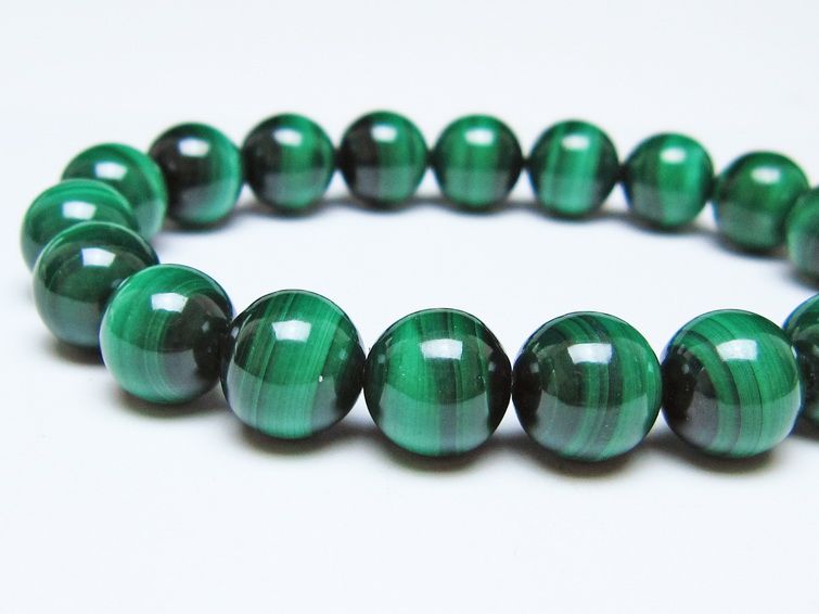 マラカイト ブレスレット 10mm メール便可 一点物 111-51874