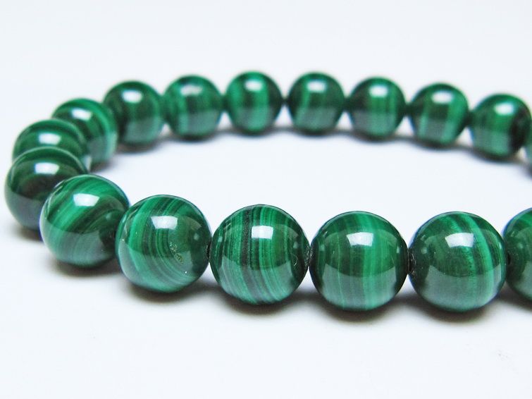 マラカイト ブレスレット 10mm メール便可 一点物 111-51877