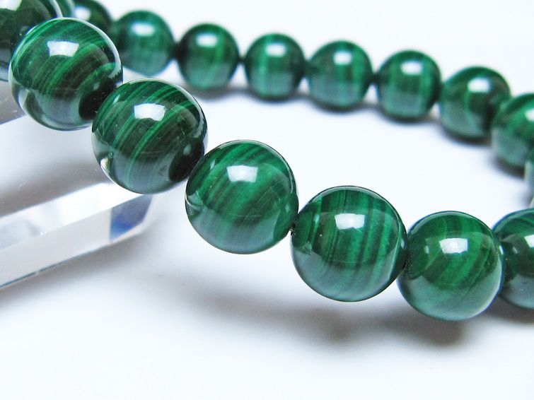 マラカイト ブレスレット 10mm メール便可 一点物 111-51894