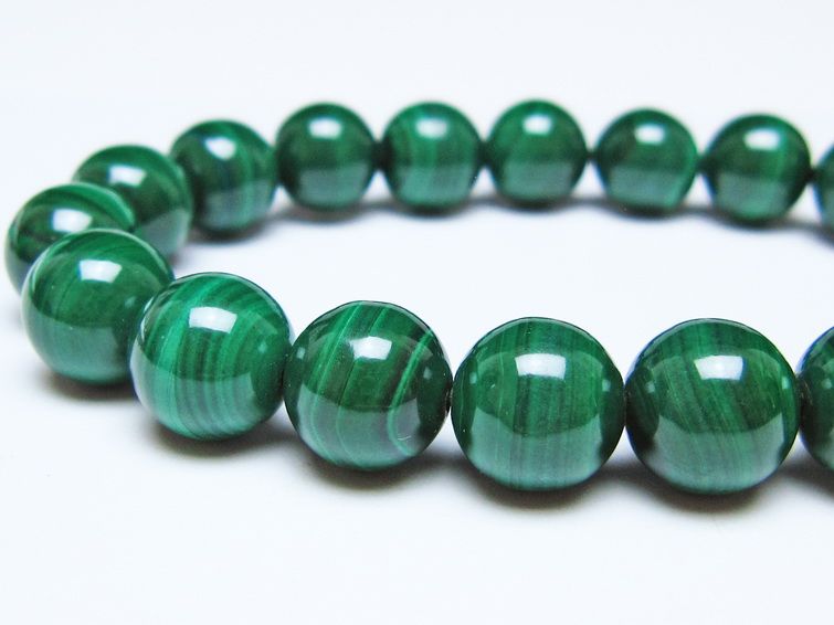 マラカイト ブレスレット 10mm メール便可 一点物 111-51896