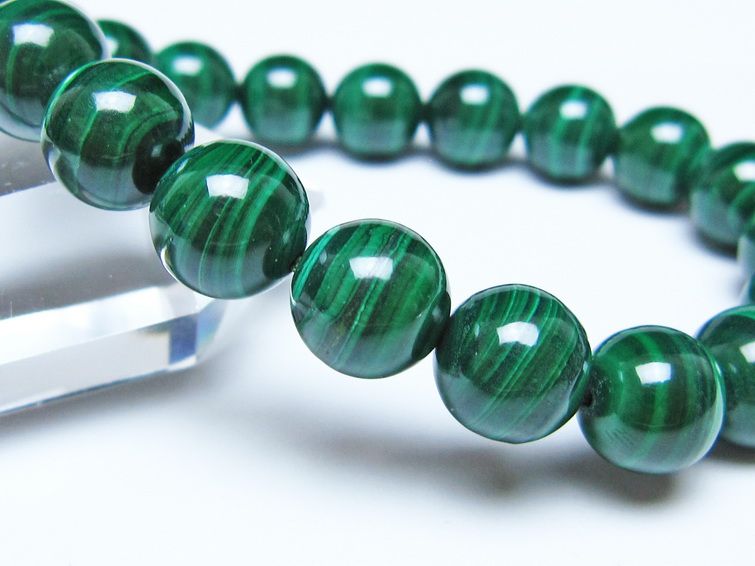 マラカイト ブレスレット 10mm メール便可 一点物 111-51898