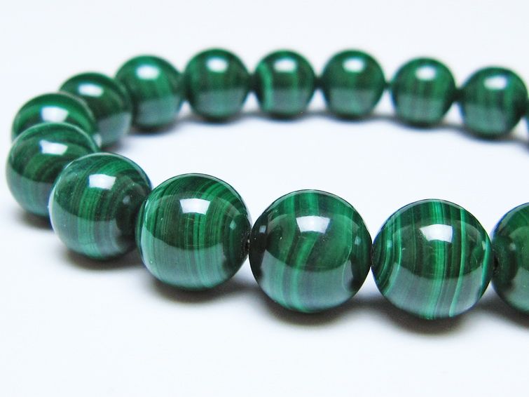 マラカイト ブレスレット 10mm メール便可 一点物 111-51898